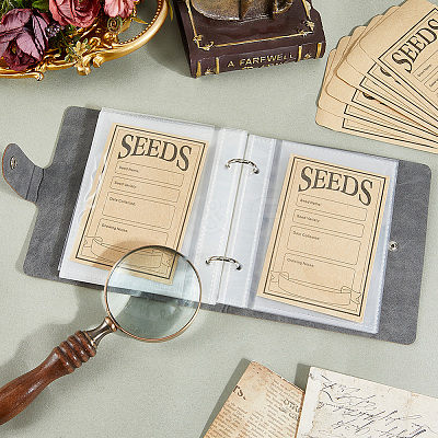 PU Leather Cover Loose Leaf Binder Photo Albums with Self-Adhesive Kraft Paper Seed Saving Envelopes AJEW-CY0001-84-1