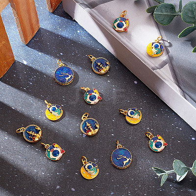 20Pcs 4 Style Alloy Enamel Pendants ENAM-SC0003-18-1