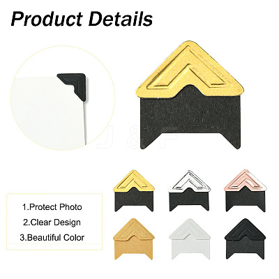 12Pcs 6 Styles Retro Hot Stamping Paper Photo Corner Self-Adhesive Stickers AJEW-CJ0001-53-1