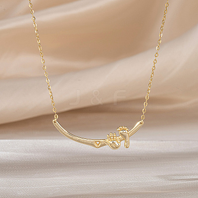 Jewelry 925 Sterling Silver Baby Feet Hand Pendant Necklaces NJEW-K272-01G-1