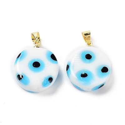 Handmade Evil Eye Lampwork Pendants LAMP-F030-01G-07-1