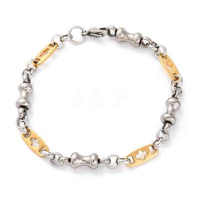 201 Stainless Steel Byzantine Chain Bracelets BJEW-B078-170GP-1