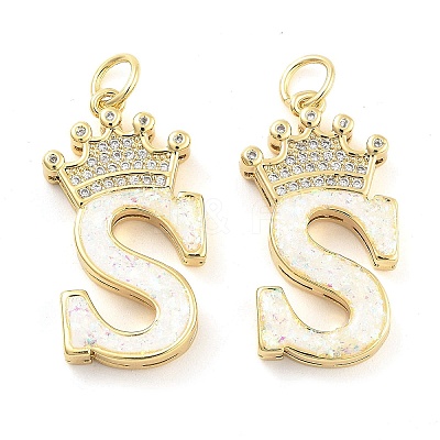 Brass Micro Pave Clear Cubic Zirconia Pendants KK-G498-01S-02-1