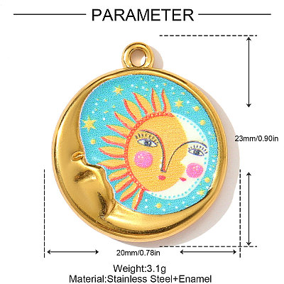 Printed 304 Stainless Steel Pendants STAS-OY003-41G-1