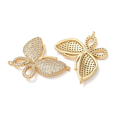 Brass Micro Pave Clear Cubic Zirconia Connector Charms CU-CBA4579-01G-B-1