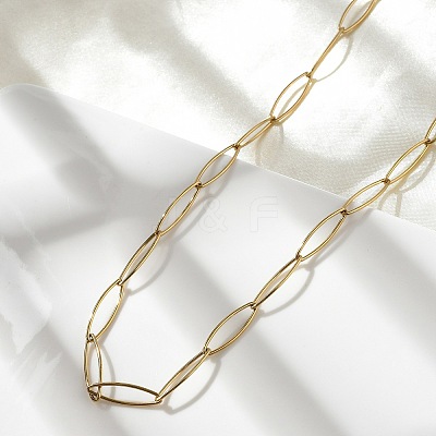 Ion Plating(IP) 304 Stainless Steel Paperclip Chain Necklace for Men Women NJEW-P272-02G-1