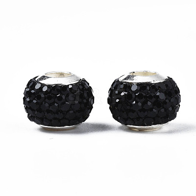 Handmade Polymer Clay Rhinestone European Beads RB-N053-001-02-1