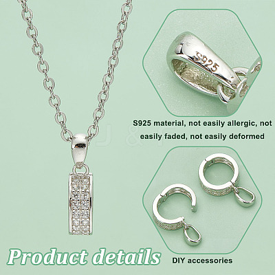1Pc Rhodium Plated 925 Sterling Silver Enhancer Shortener Bails STER-PH0001-92-1