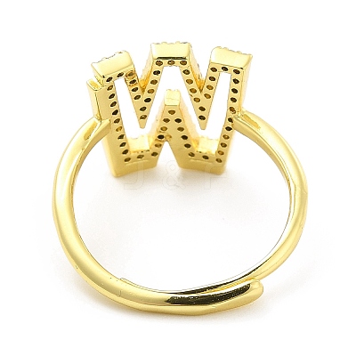 Mixed Color Enamel Initial Letter Adjustable Ring with Clear Cubic Zirconia RJEW-P045-01G-W-1