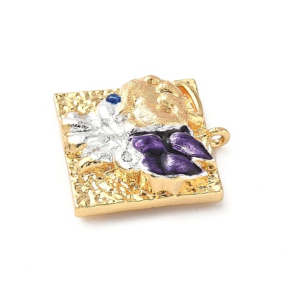 Brass Micro Pave Cubic Zirconia Enamel Pendants KK-L250-08G-04-1
