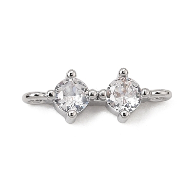 Brass Pave Clear Cubic Zirconia Connector Charms CU-CBA3D76-02P-1