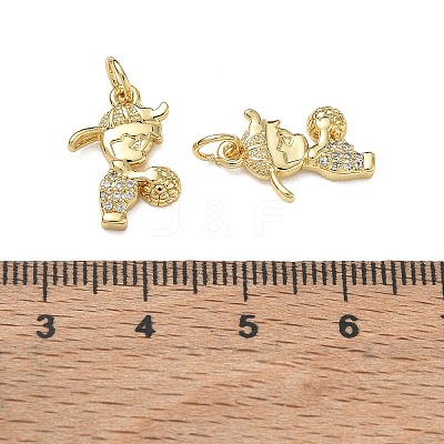 Brass Micro Pave Clear Cubic Zirconia Pendants CU-CBA9AFC-01G-24-1