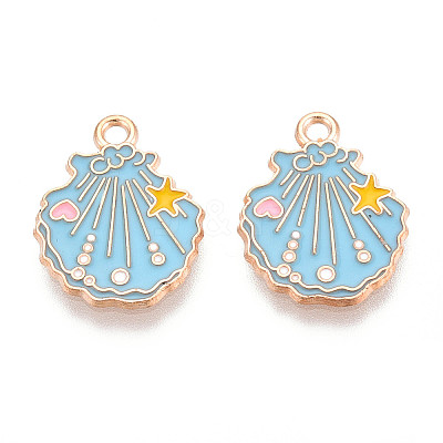 Marine Animals Alloy Enamel Pendants X-ENAM-T022-34H-1