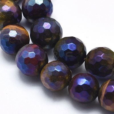 Electroplated Natural Tiger Eye Beads Strands G-O164-03-10mm-1