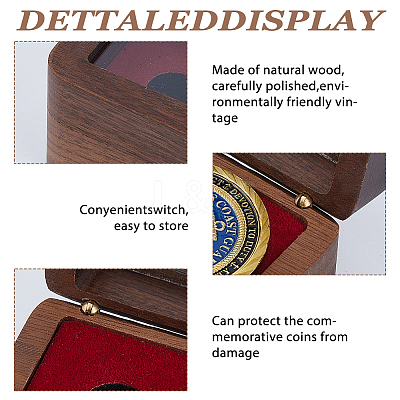Black Walnut Wood Badge Packing Magnetic Boxes with Acrylic Visible Window Lid CON-WH0095-239B-02-1
