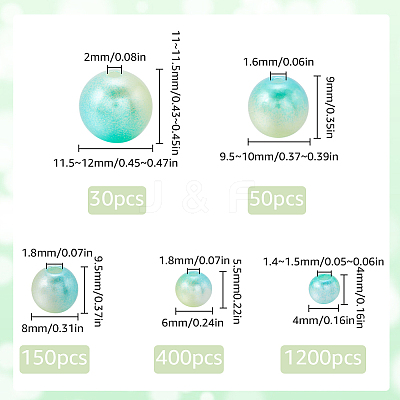 1830Pcs 5 Styles ABS Plastic Imitation Pearl Beads MACR-SP0001-03C-1