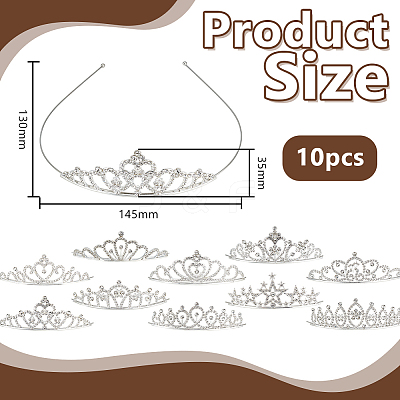 10Pcs 10 Styles Alloy Rhinestone Hair Bands OHAR-DR0001-06-1