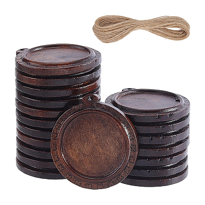 20Pcs Wooden Pendant Cabochon Settings WOOD-AR0001-55-1