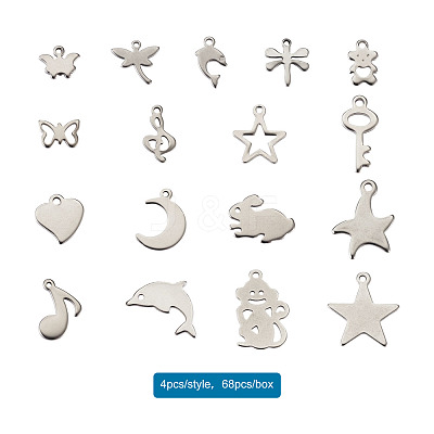 304 Stainless Steel Pendants STAS-TA0002-12P-1