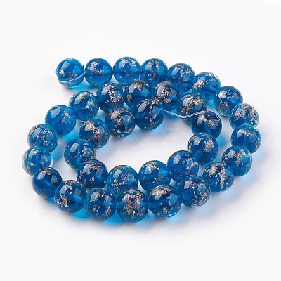 Handmade Gold Sand Lampwork Beads Strands LAMP-P051-L07-12mm-1