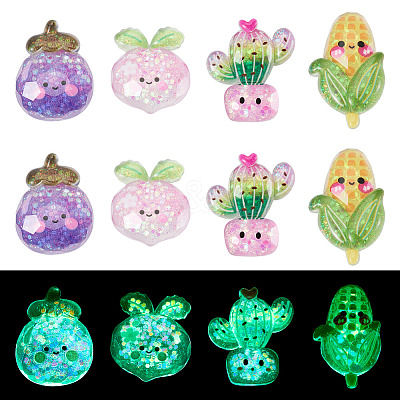 30Pcs Luminous Transparent Resin Cabochons RESI-TA0004-96-1