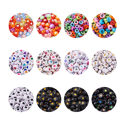 1200Pcs 12 Style Opaque Acrylic Beads MACR-PJ0001-04-1