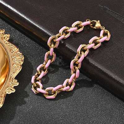 304 Stainless Steel Cable chain Bracelets for Women BJEW-B137-01-1