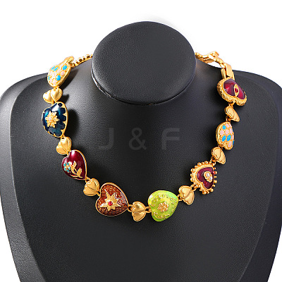 Alloy Enamel Link Necklaces FS-WGF424C-01-1
