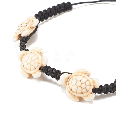 3Pcs 3 Color Synthetic Turquoise(Dyed) Tortoise Braided Bead Bracelets Set BJEW-JB07982-1