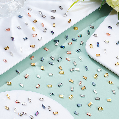 240Pcs 8 Colors Electroplate Glass Seed Beads SEED-AR0001-24-1