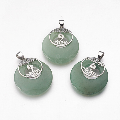 Natural Green Aventurine Pendants KK-F751-B13-1