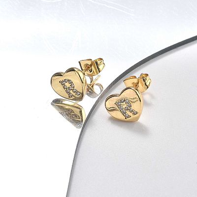 Rack Plating Brass Micro Pave Clear Cubic Zirconia Stud Earrings EJEW-K299-01G-R-1