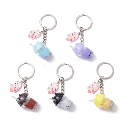 Imitation Bubble Tea Resin Pendant Keychain KEYC-JKC01234-1