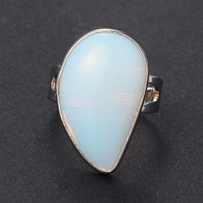 Adjustable Opalite & Platinum Brass Rings RJEW-N024-02J-1
