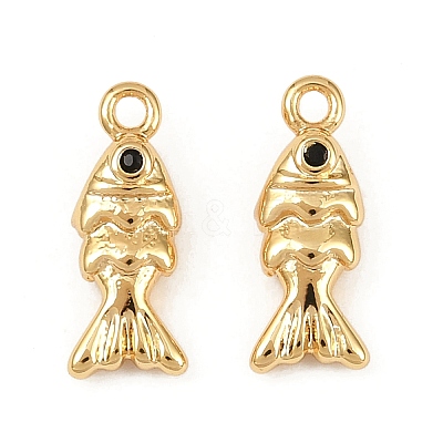 Ocean Theme Brass Micro Pave Cubic Zirconia Charms KK-F902-08I-G-1