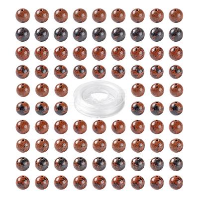 100Pcs 8mm Natural Mahogany Obsidian Round Beads DIY-LS0002-03-1