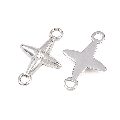 304 Stainless Steel Crystal Rhinestone Connector Charms STAS-P437-14B-P-1