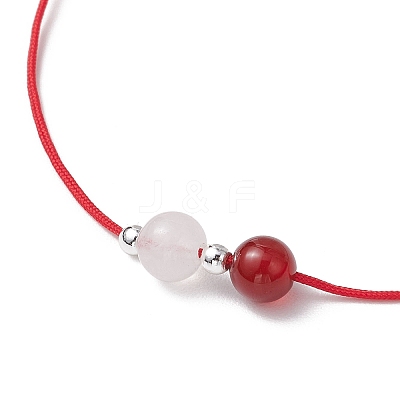 6Pcs Natural Gemstone Round Beads Braided Bracelets for Men Women BJEW-JB11753-1