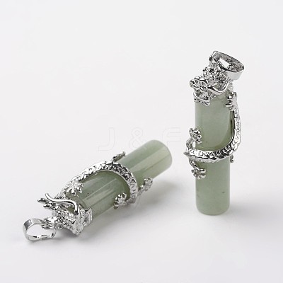 Tube Natural Green Aventurine Pendants G-L455-H03-1