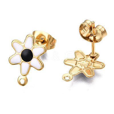 304 Stainless Steel Enamel Stud Earring Findings STAS-T052-43G-M-1