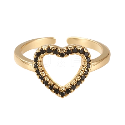 Adjustable Brass Micro Pave Cubic Zirconia Cuff Rings RJEW-K233-01G-1