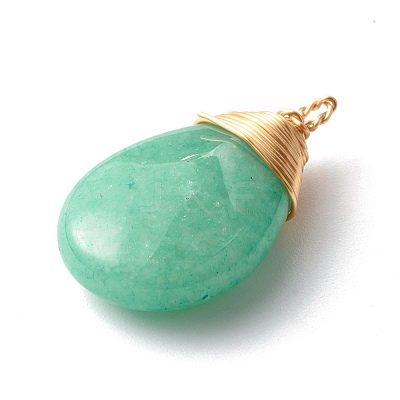 Natural Green Aventurine Pendants PALLOY-JF00779-1