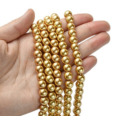 Eco-Friendly Glass Pearl Beads Strands HY-A008-8mm-RB094-1