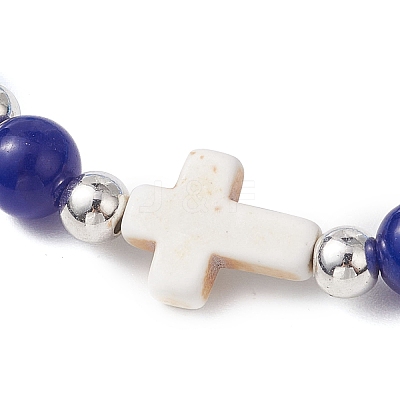 Synthetic Moonstone Beads Stretch Bracelets for Women Men BJEW-JB11376-1