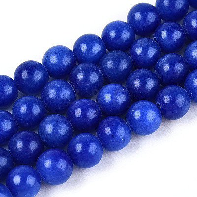 Dyed Natural Mashan Jade Round Beads Strands G-T139-6mm-67E-1