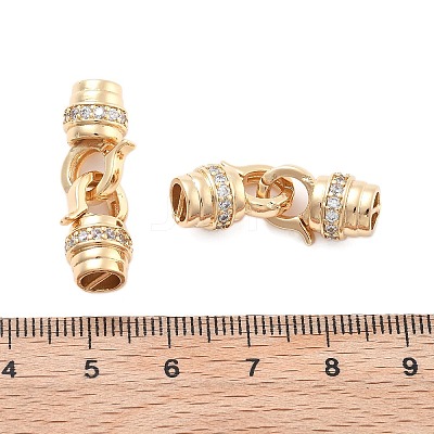 Brass Micro Pave Clear Cubic Zirconia Fold Over Clasps KK-B125-14G-1