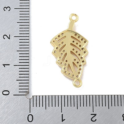 Rack Plating Brass Micro Pave Clear Cubic Zirconia Hollow Leaf Connector Charms KK-A234-055G-1