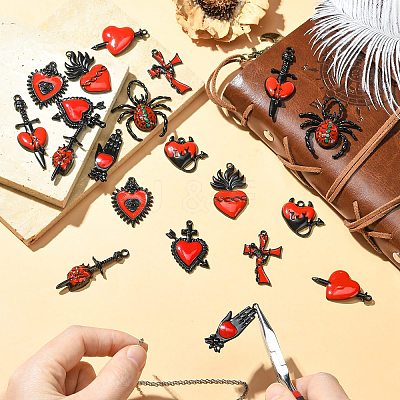 20Pcs 10 Styles Baking Paint Alloy Enamel Pendants ENAM-CJ0007-58-1