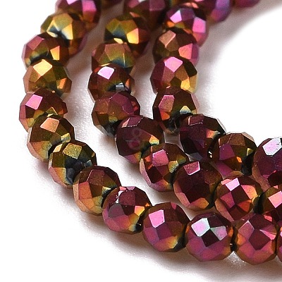 Electroplate Glass Beads Strands GLAA-H021-01A-FP10-1