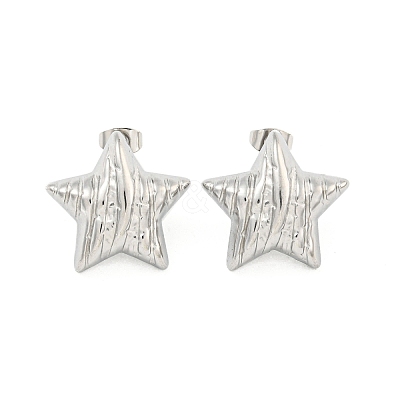 Non-Tarnish Star 304 Stainless Steel Ear Studs EJEW-L290-013P-1
